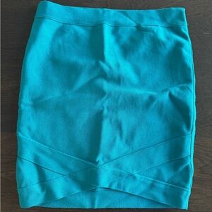 Marciano Teal Pencil Skirt with Crossover Hem